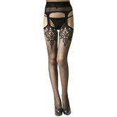 Kaamastra Black Fishnet Suspender Pantyhose Stockings with Thong
